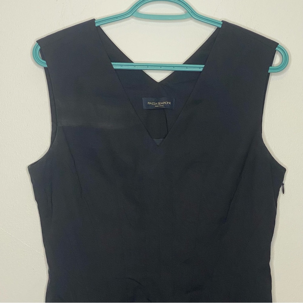 PIAZZA SEMPIONE Navy Silk V-Neck Knee-Length Dress Size 44it 8US - Picture 8 of 14